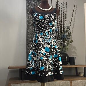 Jones Studio Blue and White Spaghetti Strap Midi Sundress